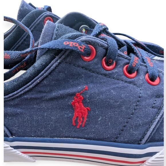 Polo Ralph Lauren Faxon Men's 9.5 D Training Shoes Blue Canvas Low Top Sneakers - Picture 4 of 9